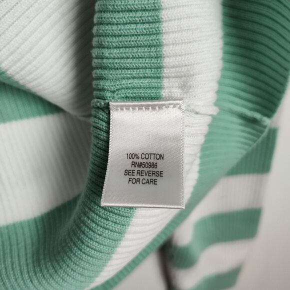 Croft & Barrow V-Neck Sweater Women's M Mint Green/White Stripes Long Sleeves - Picture 8 of 9